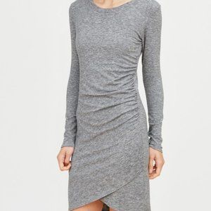Heather Grey Ruched Long-Sleeved Dress